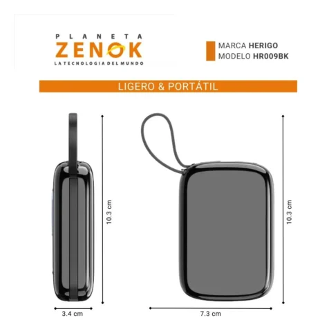 Herigo HR-009 20000mAh 22.5W Fast Charging Power Bank with Built-in Type-C and Lightning Cables