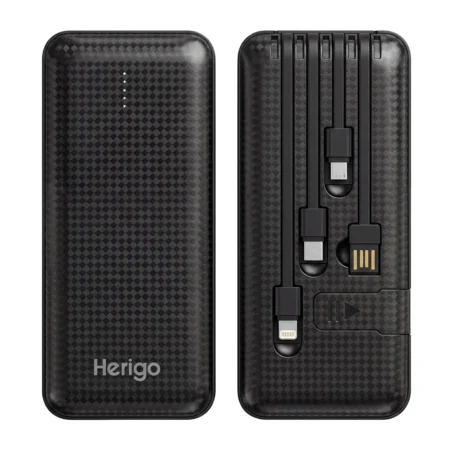 Herigo DBK HR-010 10000mAh 10W Power Bank with Built-in Multi-Cables and Simultaneous Charging