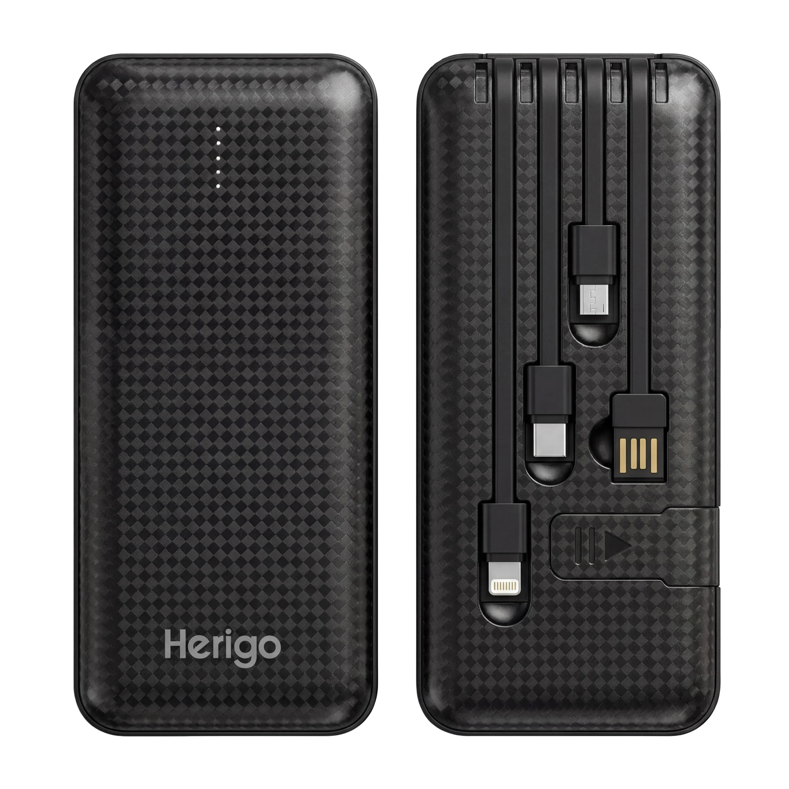 Herigo DBK HR-010 10000mAh 10W Power Bank with Built-in Multi-Cables and Simultaneous Charging