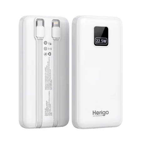Herigo DBK HR-001 10000mAh 22.5W Super Fast Charging Power Bank with Built-in Type-C and Lightning Cables