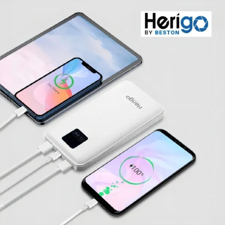 Herigo DBK HR-001 10000mAh 22.5W Super Fast Charging Power Bank with Built-in Type-C and Lightning Cables