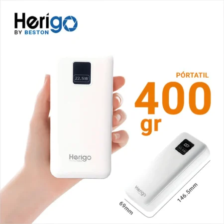 Herigo DBK HR-001 10000mAh 22.5W Super Fast Charging Power Bank with Built-in Type-C and Lightning Cables