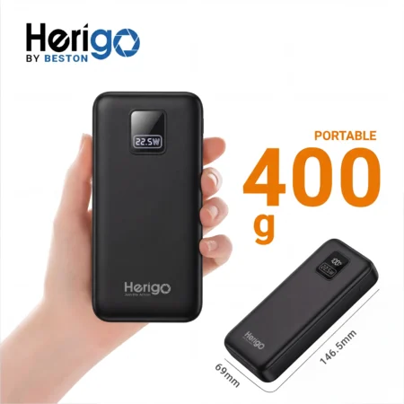 Herigo DBK HR-002 20000mAh 22.5W Super Fast Charging Power Bank with Built-in Type-C and Lightning Cables