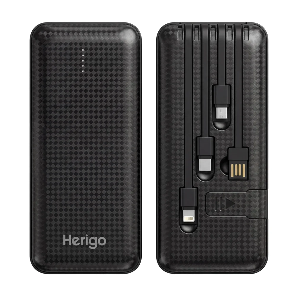 Herigo DBK HR-011 20000mAh 10W Power Bank with 4 Built-in Cables and LED Indicators