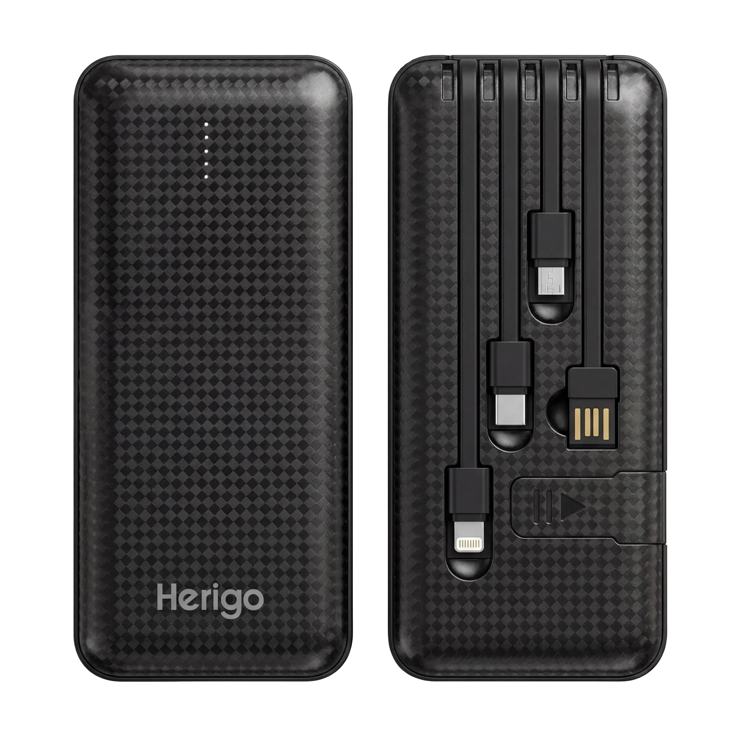 Herigo DBK HR-011 20000mAh 10W Power Bank with 4 Built-in Cables and LED Indicators