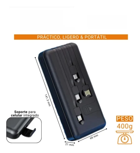 Herigo DBK HR-011 20000mAh 10W Power Bank with 4 Built-in Cables and LED Indicators