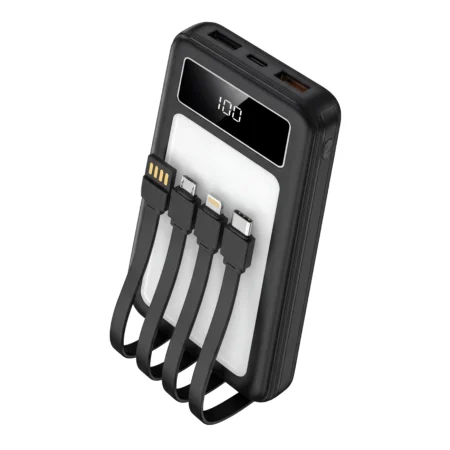 Herigo HR-015 20000mAh 22.5W Fast Charging Power Bank with Built-in Cables and Outdoor LED Lamp