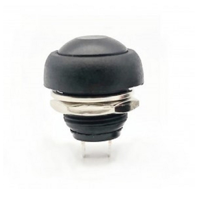 PBS-33B 12mm Black Waterproof Momentary Push Button Switch 2-Pin