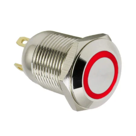 12C-P10D 12mm Red LED Momentary Metal Push Button Switch 12V-24V