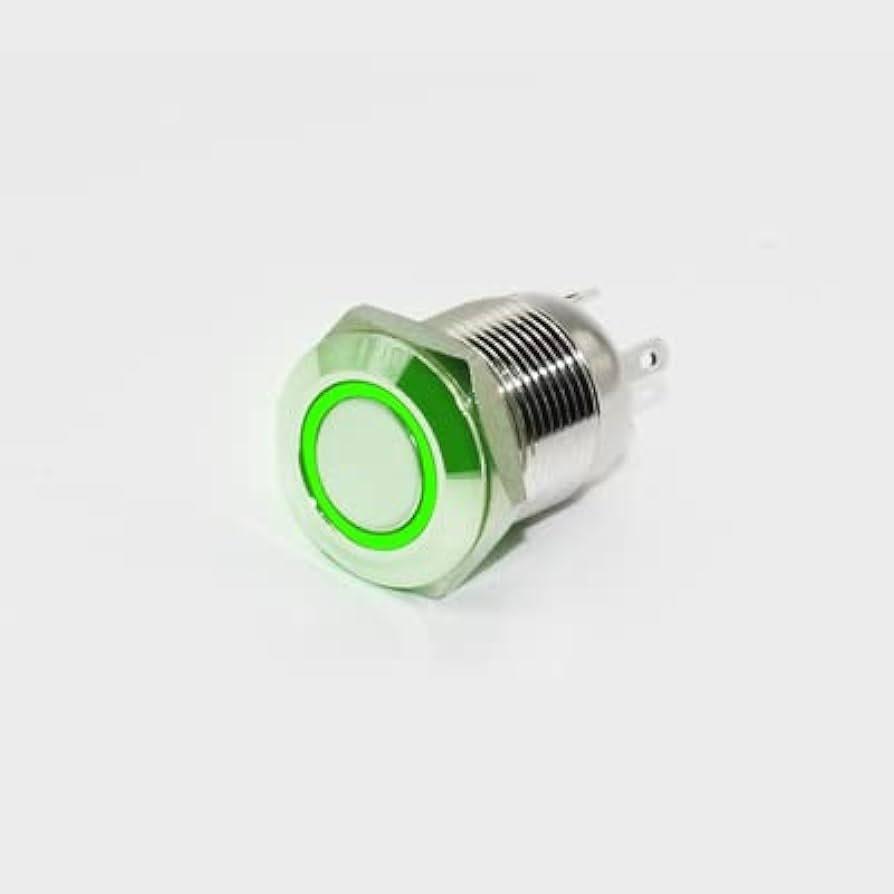 12C-P10D 12mm Green LED Momentary Metal Push Button Switch 12V-24V