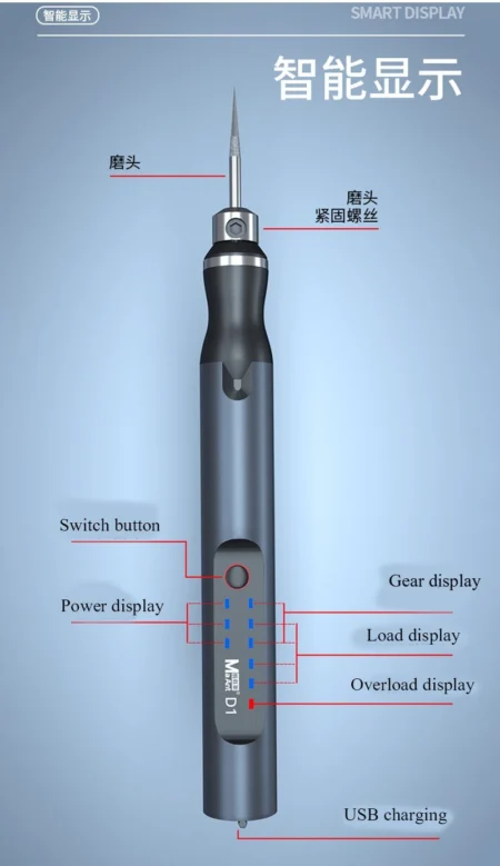 MaAnt D1 Smart Electric Grinding Pen Rotary Tool 8-in-1 Cordless Sanding and Polishing Pen