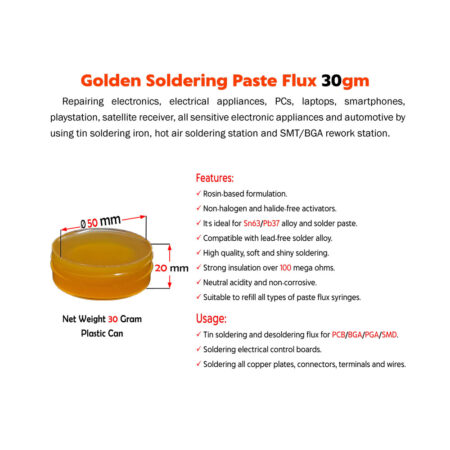 Golden Soldering Paste Flux 30g for Electronics (Plastic Can)