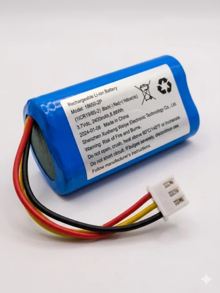 18650 2P 3.7V 2400mAh Rechargeable Li-ion Battery Pack with JST 3-Pin 2.54mm Plug
