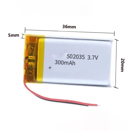 Polymer Li-Ion Single Cell Battery 3.7V 300mAh 35*20*5mm 502035