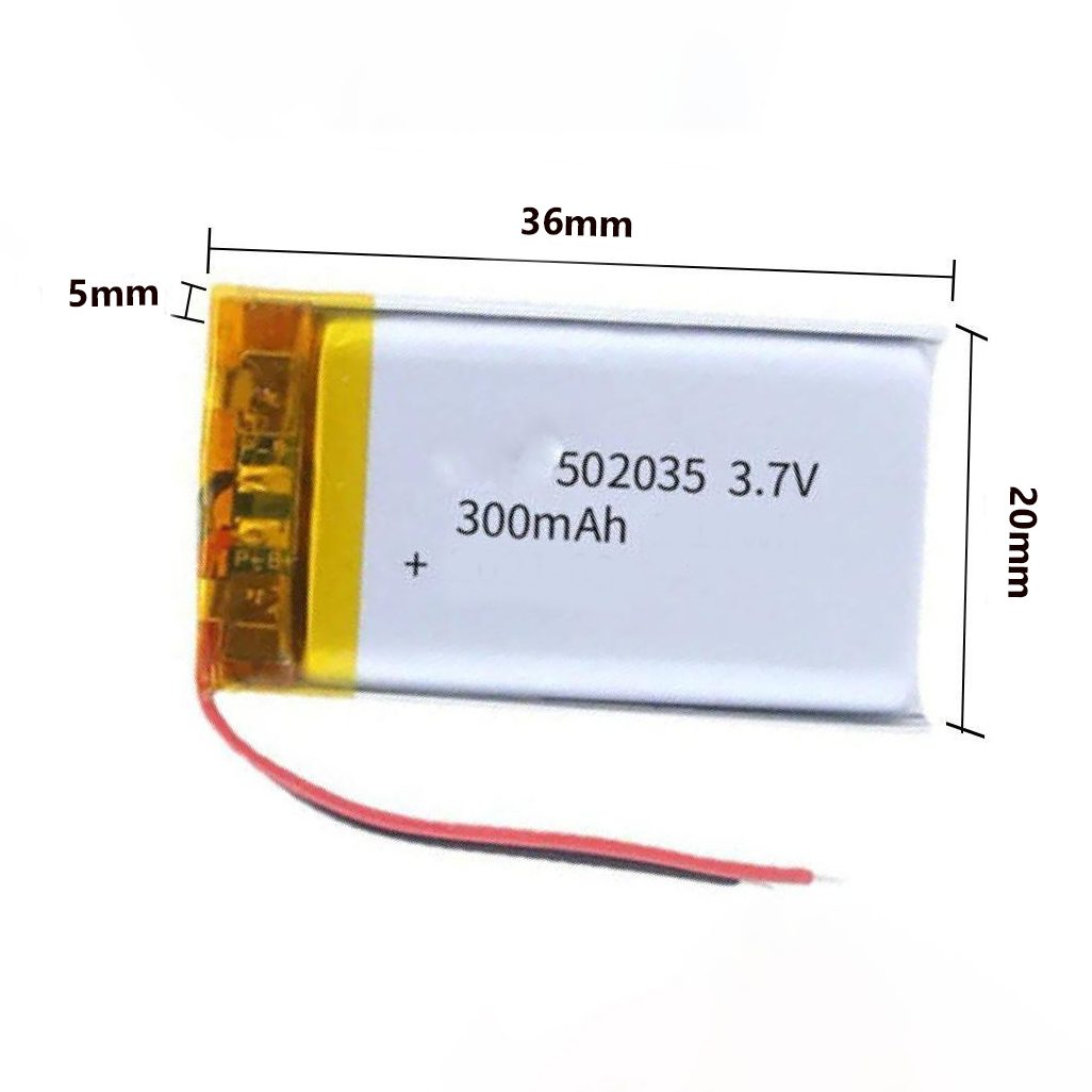 Polymer Li-Ion Single Cell Battery 3.7V 300mAh 35*20*5mm 502035