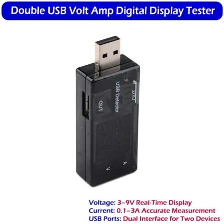 Portable Dual USB Voltage Current Tester 3-9V 0.1-3A Digital Display