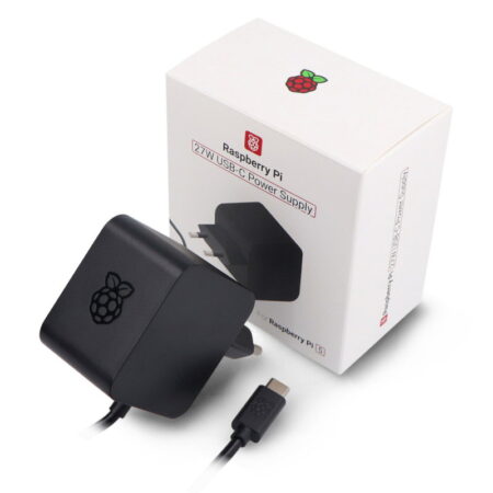 Official Raspberry Pi 5 27W USB-C Power Supply 5.1V 5A – EU Type C Plug, Black