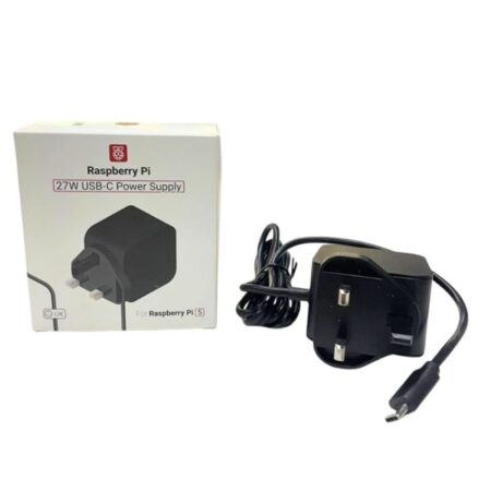 Official Raspberry Pi 5 27W USB-C Power Supply 5.1V 5A – UK Type G Plug, Black