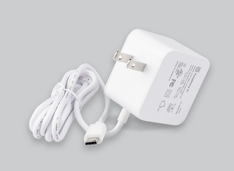 Raspberry Pi 27W USB-C Power Supply US Type A White