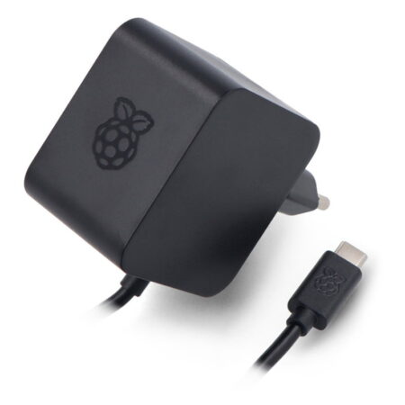 مزود طاقة Raspberry Pi 5 الأصلي USB-C بقدرة 27W – ‏5.1V 5A – فيشة EU Type C – أسود