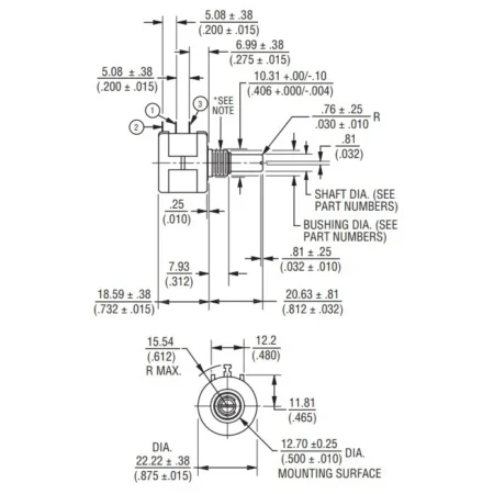 3590S-2-103L 10K Ohm 10-Turn Precision Wirewound Potentiometer