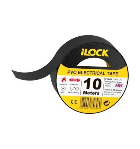 iLock Electrical Tape 10m × 18mm × 0.13mm Black PVC 600V