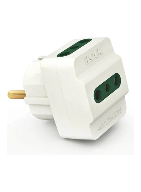iLock 5005 3-Way Wall Outlet Adapter 16A 250V 3500W White