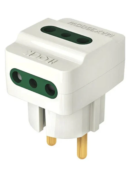 iLock 5005 3-Way Wall Outlet Adapter 16A 250V 3500W White
