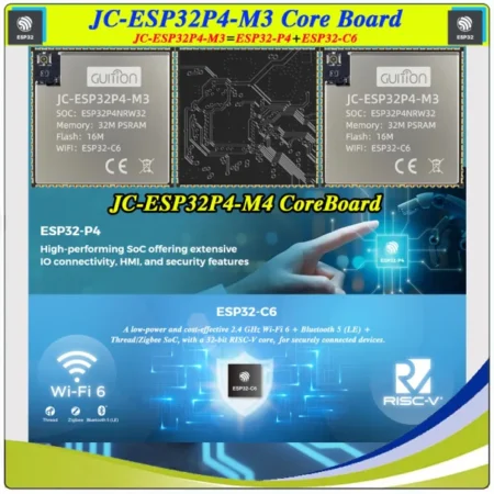 وحدة GUITION JC-ESP32P4-M3-C6 بمعالج ESP32-P4 وESP32-C6 وذاكرة PSRAM 32MB وFlash 16MB مع Wi-Fi 6 وBLE