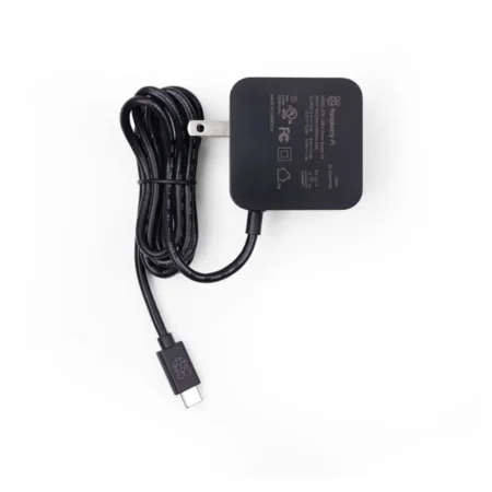 Official Raspberry Pi 5 27W USB-C Power Supply 5.1V 5A – US Type A Plug, Black