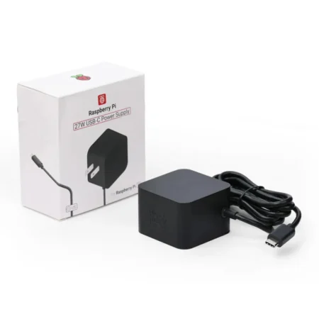 Official Raspberry Pi 5 27W USB-C Power Supply 5.1V 5A – US Type A Plug, Black