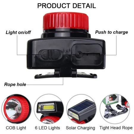 LP-529 Super Bright Solar Power Headlamp Flashlight