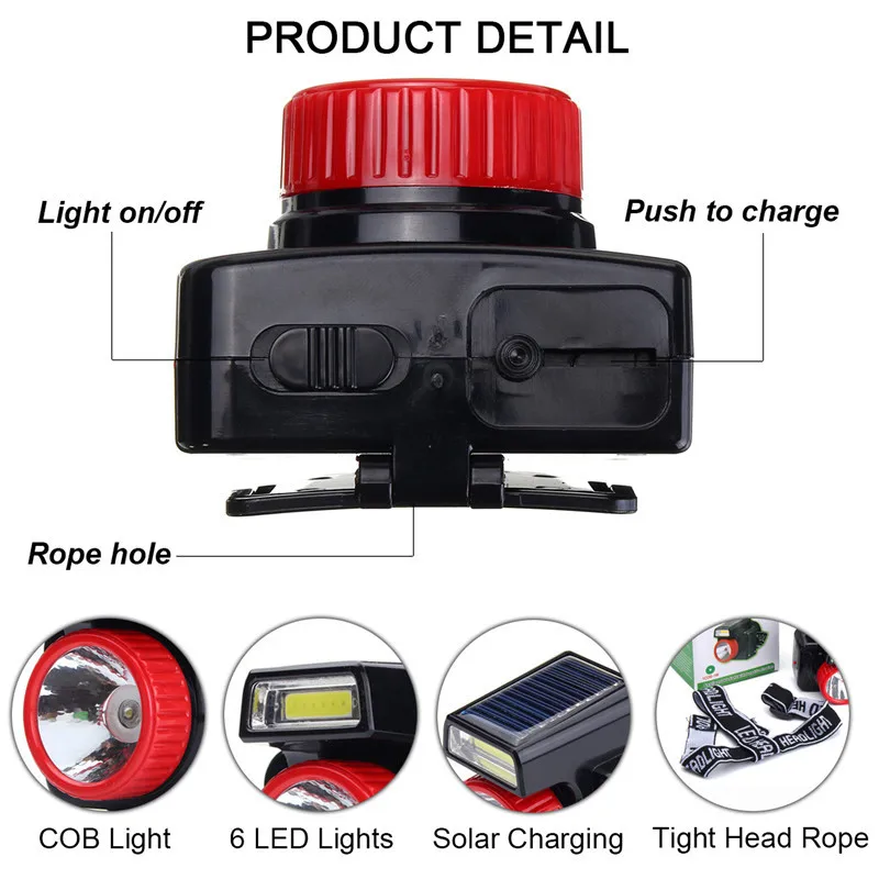 LP-529 Super Bright Solar Power Headlamp Flashlight 5 microohm 904