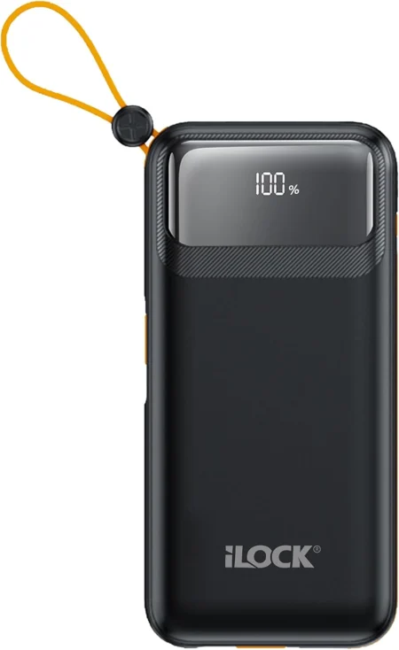 iLOCK 5098 10000mAh 4-Port Fast Charging Power Bank with Built-In Cables – Black