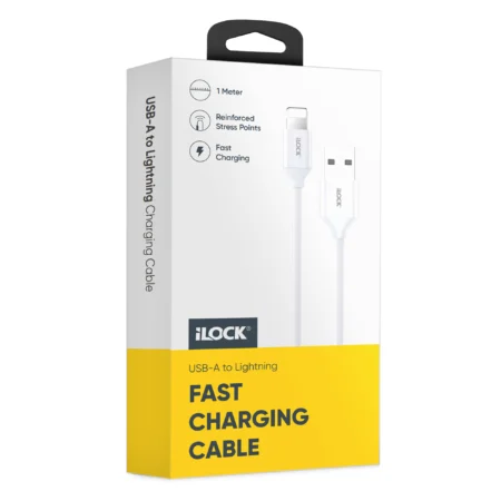 iLock 5088 USB-A to Lightning Fast Charging and Data Cable 1m White