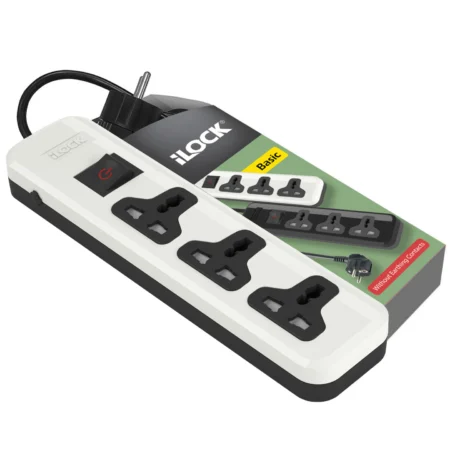 iLock Power Strip 5065 Basic 3 Universal Outlets 13A 250V 2860W 2m White