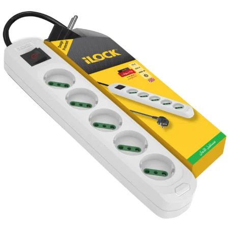 iLock Power Strip 5077 5 Schuko Outlets 16A 250V 3680W 3m White