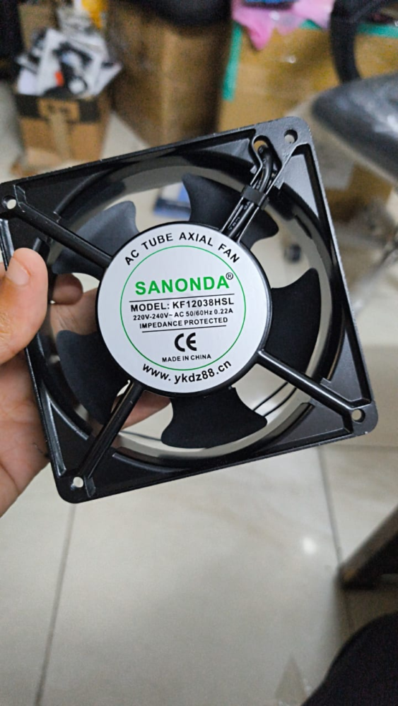 SANONDA KF12038HSL 220-240V AC axial fan front label view